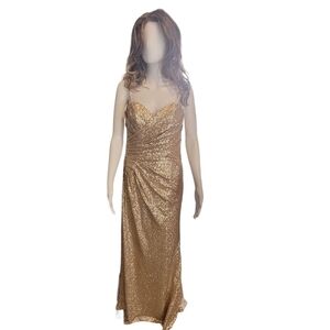 Sorella Vita gold sequin floor length gown - 12.         A80